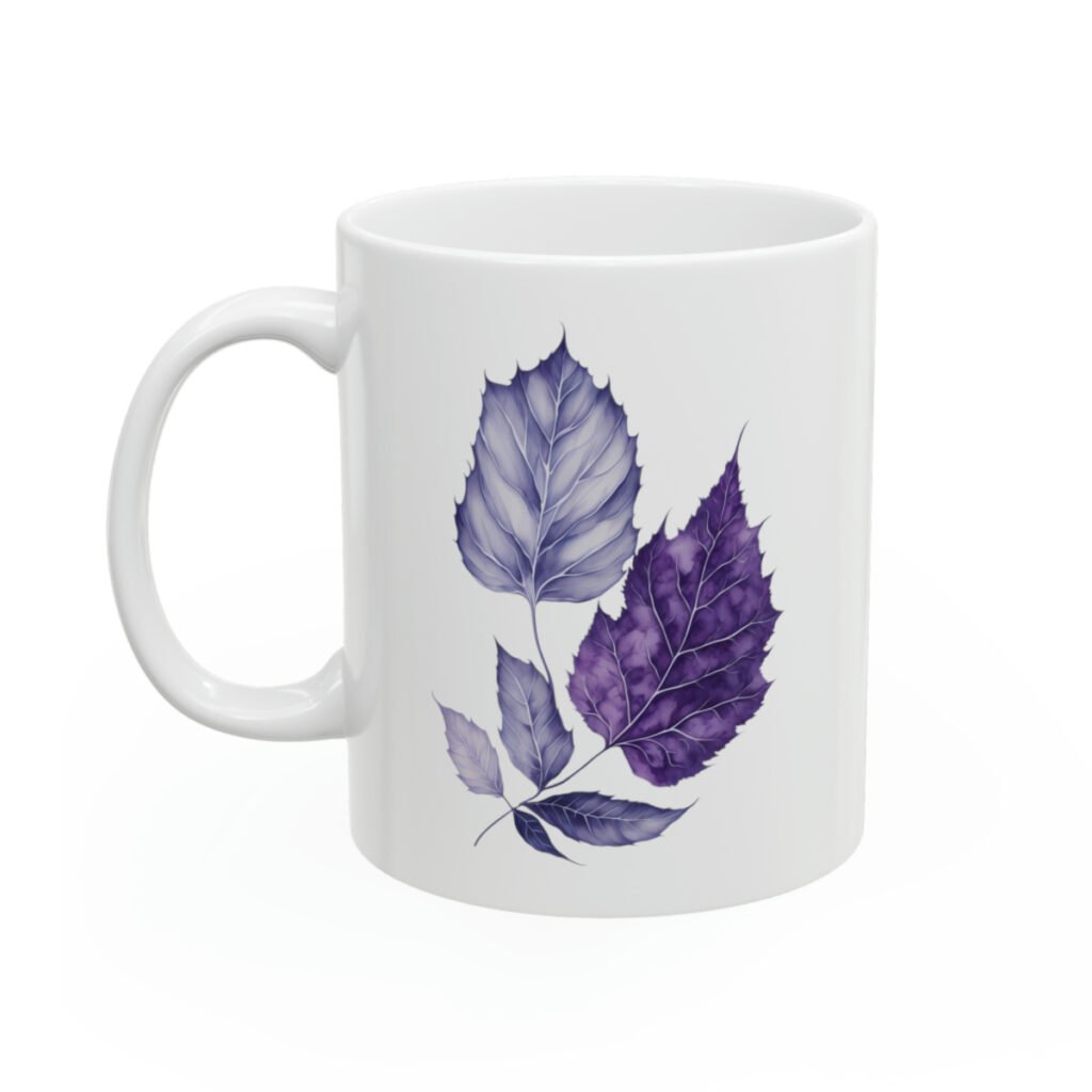 Purple Leaves Ceramic Mug 11oz
